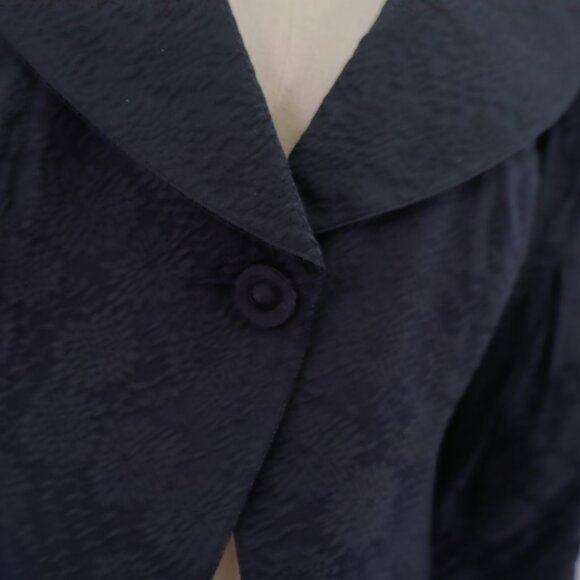 Nine West Black Floral Embroidered Jacquard Cape Collar‎ Silk Cotton Blazer 14 - Picture 3 of 10